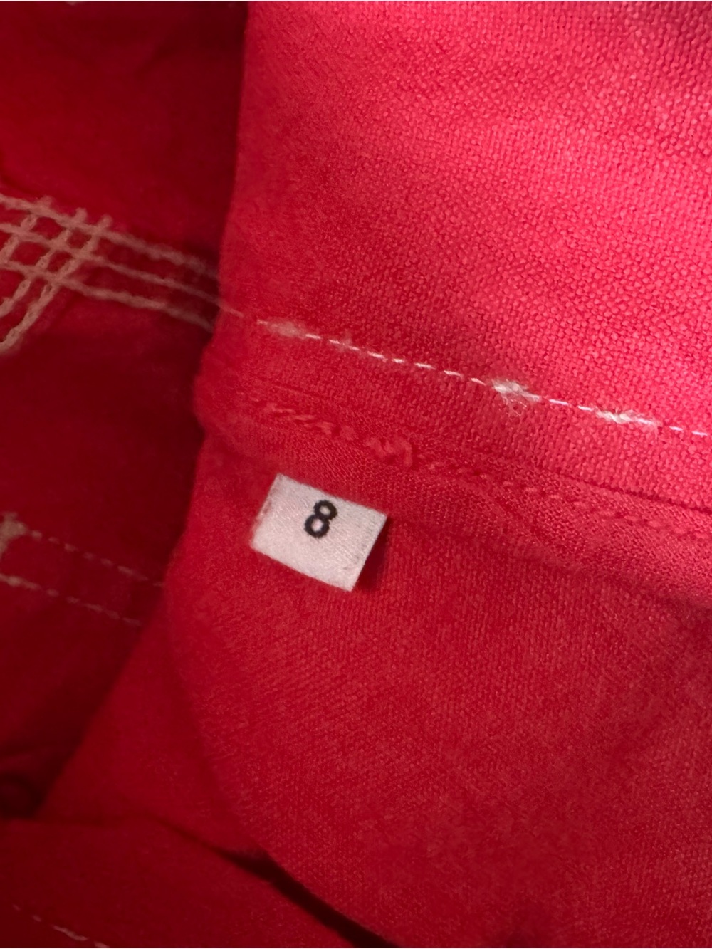 Jesse Kamm red patch pants with white stitching - size 8 - Picture 2 of 5